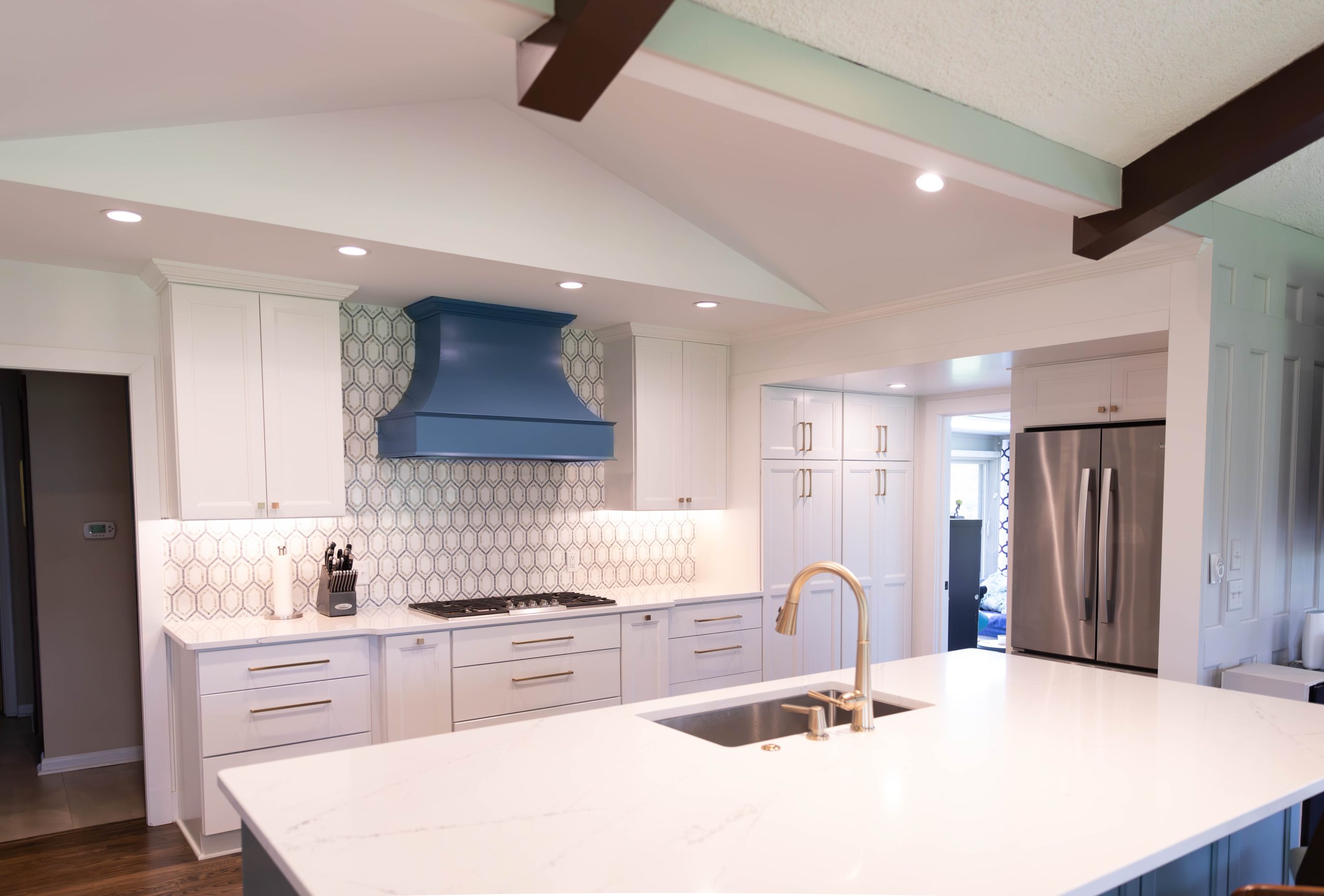 Energy efficient lighting in a newly remodeled kitchen.