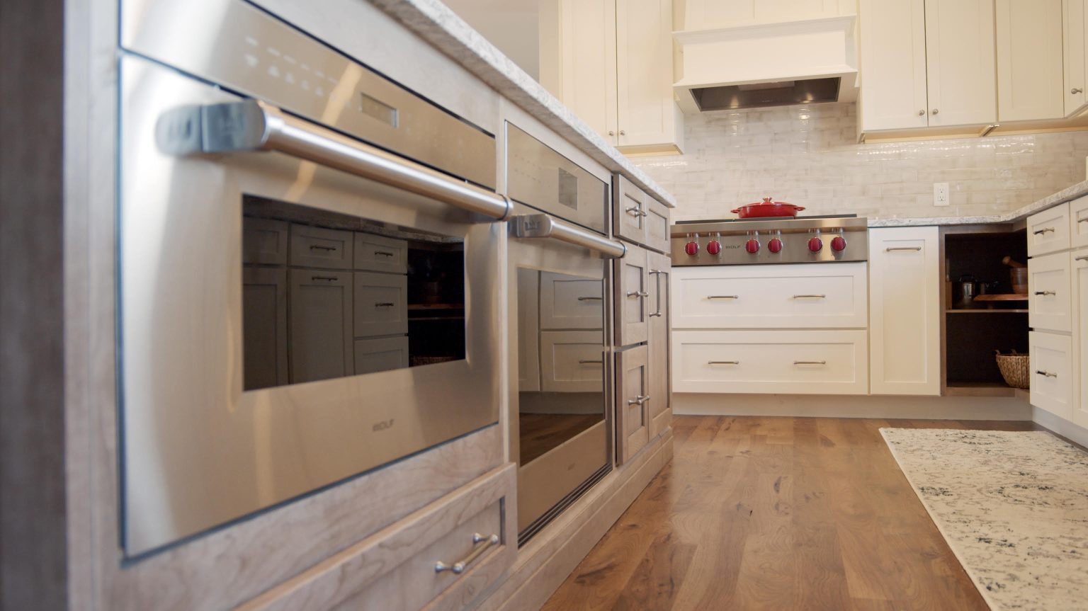 Built-in stainless steel double ovens installed by a kitchen remodeler in Perrysburg